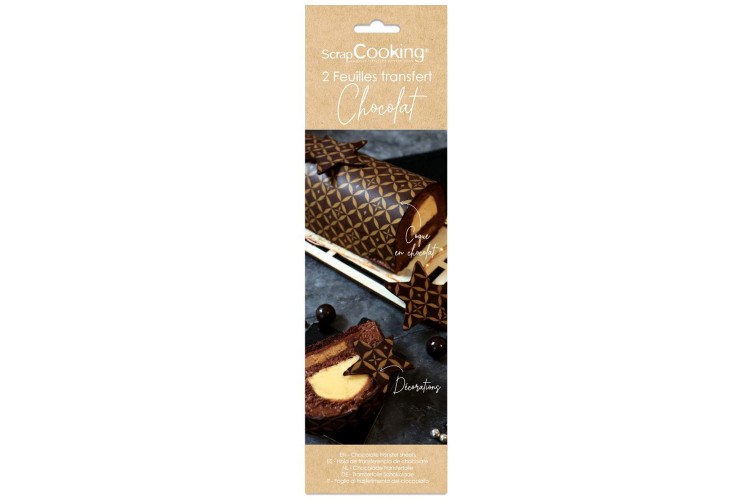Set 2 feuilles transfert Scrapcooking Couture pour chocolat et b&ucirc;che