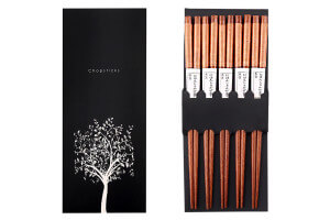 Set de 5 paires de baguettes chinoises Kutoyama en bois 23cm