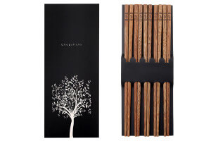 Set de 5 paires de baguettes chinoises Kutoyama en bois de wengé 25cm