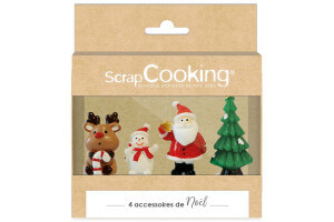 Boîte de 4 décors Scrapcooking Sweet Xmas pour bûche de Noël
