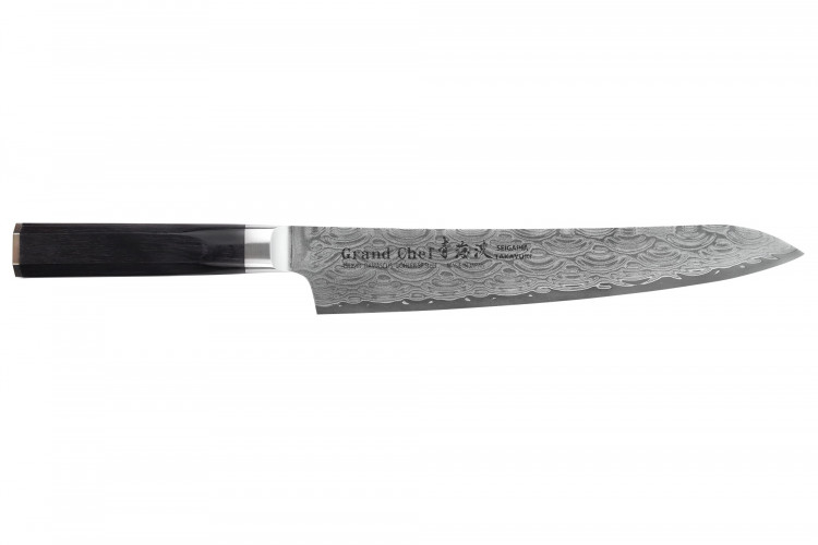 Couteau sujihiki 24cm japonais Sakai Takayuki Grand Chef Seigaiha Damas 45 couches