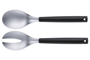 Set 2 couverts à salade Triangle en inox brossé et manche en polypropylène