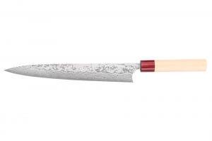 Couteau sujihiki japonais artisanal Masagake Kiri 27cm damas 49 couches