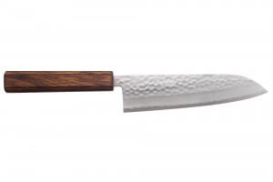 Couteau de chef 18cm japonais artisanal Masutani martelé manche en chêne