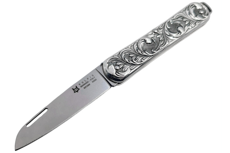 Couteau pliant FOX Vulpis VP130 &Eacute;dition Limit&eacute;e manche en argent 8cm + &eacute;tui