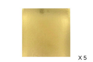 Set de 5 cartons carrés or/noir Patisdécor 28x28cm