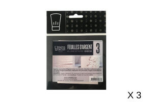 Set de 3 feuilles d'argent alimentaire Patisdécor 8x8cm