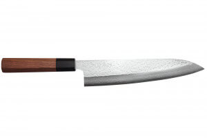 Couteau gyuto 21cm japonais artisanal Makoto Kurosaki VG7 Damas martelé