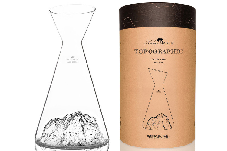 Carafe &agrave; eau Alaskan Maker Topographic Mont Blanc en verre cristallin