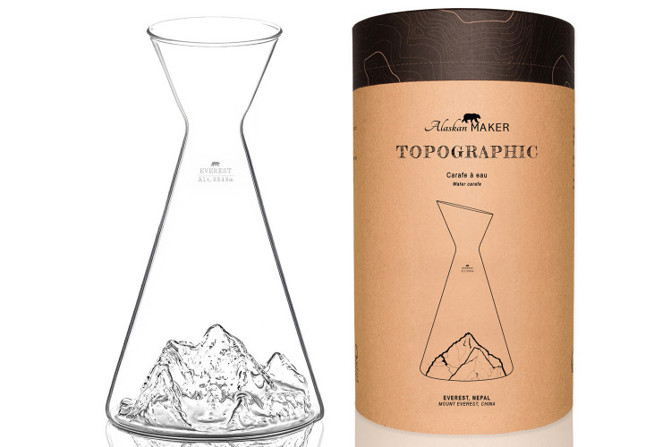 Carafe &agrave; eau Alaskan Maker Topographic Everest en verre cristallin