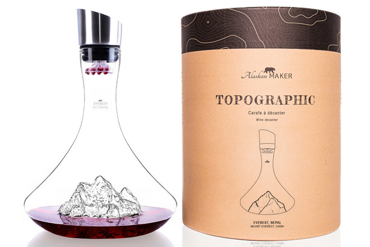 Carafe &agrave; vin Alaskan Maker Topographic Mont Everest en verre cristallin