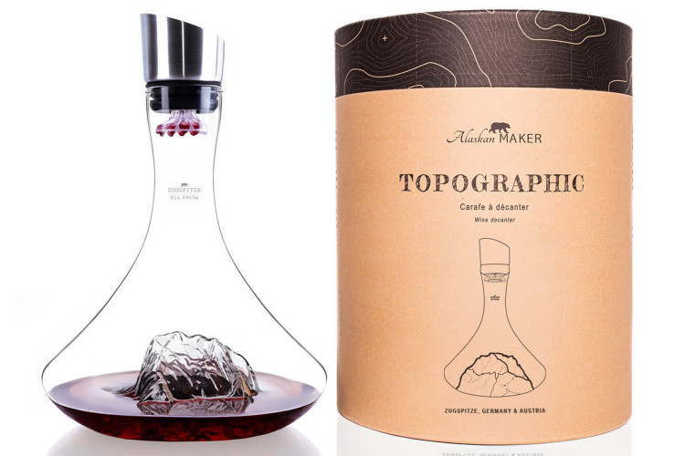 Carafe &agrave; vin Alaskan Maker Topographic Zugspitze en verre cristallin