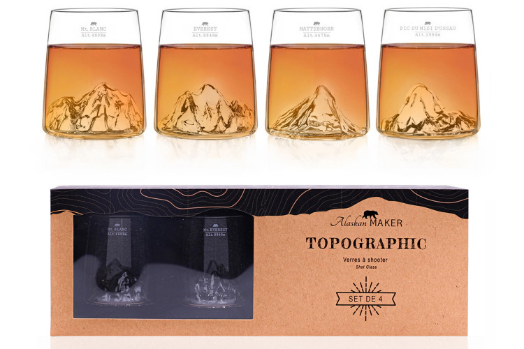 Set de 4 shooters Alaskan Maker Topographic en verre cristallin