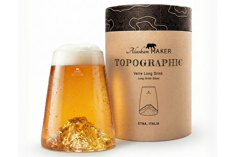 Verre &agrave; spiritueux long Alaskan Maker Topographic Etna en verre cristallin