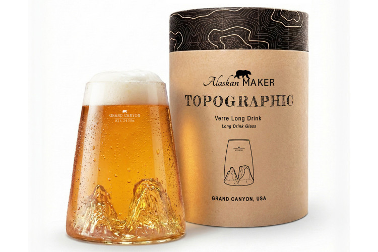Verre &agrave; spiritueux long Alaskan Maker Topographic Grand Canyon en verre cristallin
