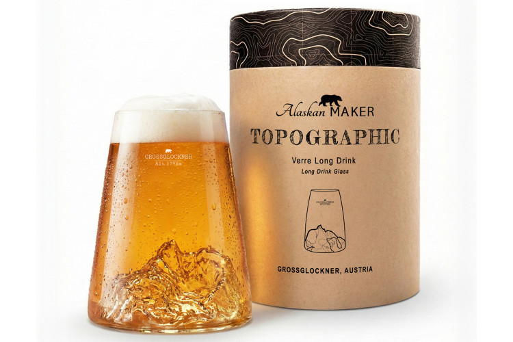 Verre &agrave; spiritueux long Alaskan Maker Topographic Grossglockner en verre cristallin