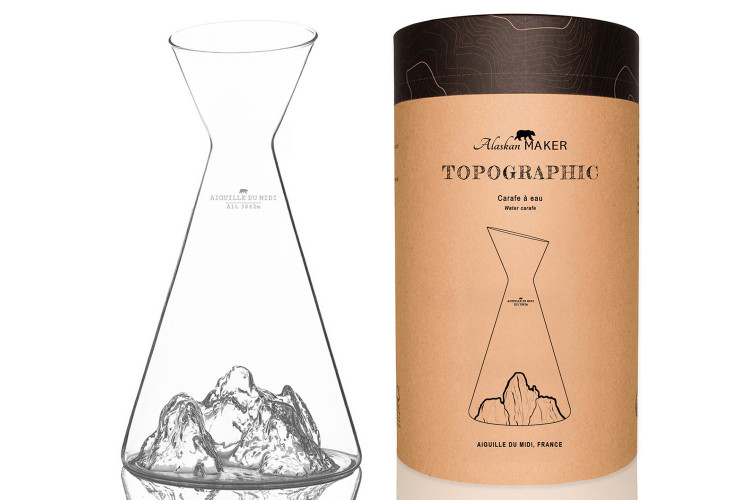 Carafe &agrave; eau Alaskan Maker Topographic Aiguille du midi en verre cristallin