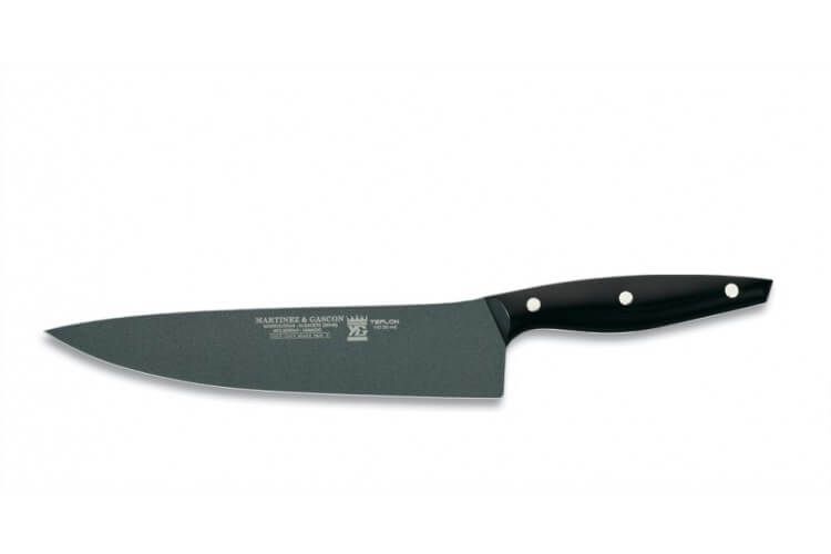 Couteau de chef lame teflon 25cm manche noir M&G