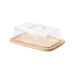 Plateau à fromage rectangulaire avec cloche Continenta en bois d'hévéa 30x20x8,5cm