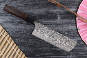 Couteau nakiri japonais artisanal Takeshi Saji R2 Nickel Damas 16,5cm