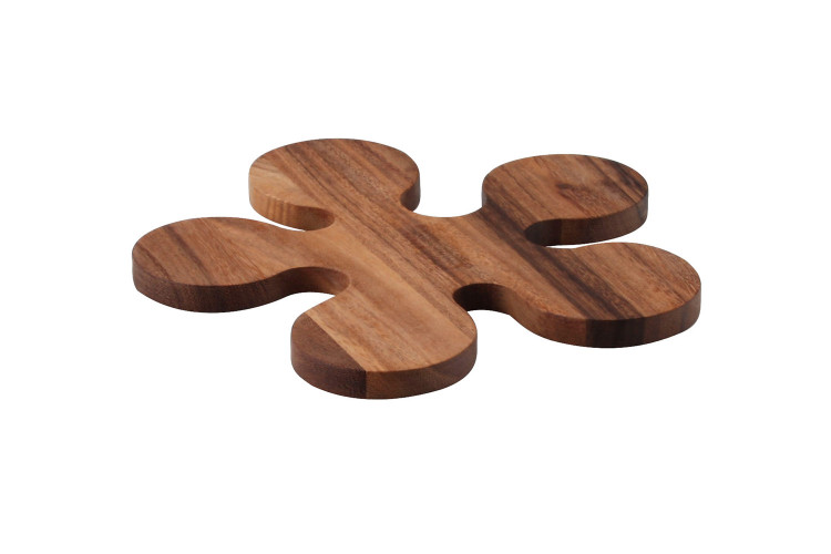 Dessous de plat fleur Continenta en bois d'acacia &Oslash;24x1,2cm