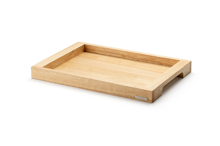 Plateau de service avec poign&eacute;es Continenta en bois d'h&eacute;v&eacute;a 45x29,5x4,3cm