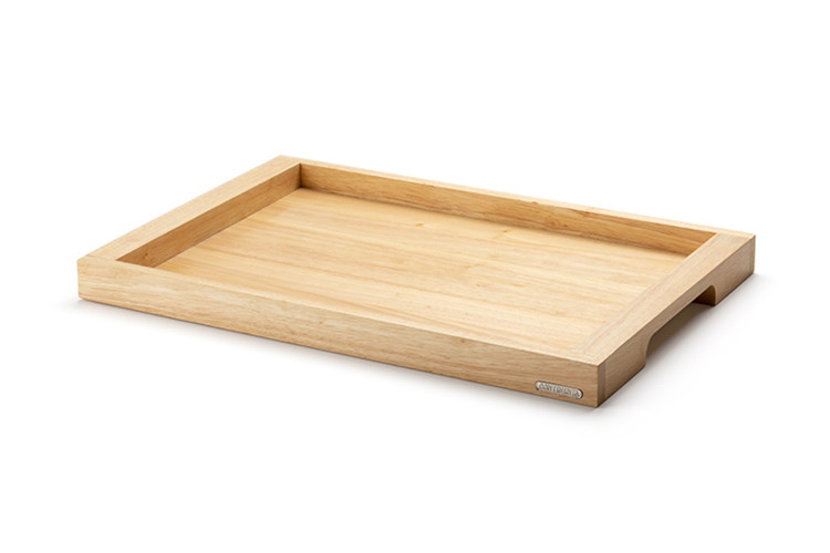 Plateau de service avec poign&eacute;es Continenta en bois d'h&eacute;v&eacute;a 54x36x4,3cm