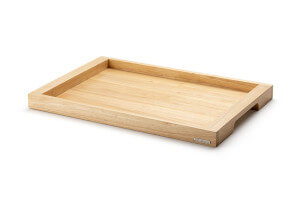 Plateau de service avec poignées Continenta en bois d'hévéa 54x36x4,3cm