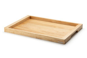 Plateau de service avec poignées Continenta en bois d'hévéa 59x40x4,3cm