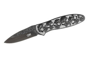 Couteau pliant Herbertz n°564612 tout inox têtes de mort relief 11.5cm