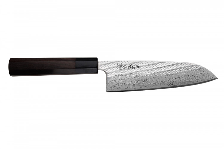 Couteau santoku 16,5cm japonais artisanal Wusaki Kuronawa G3 damas