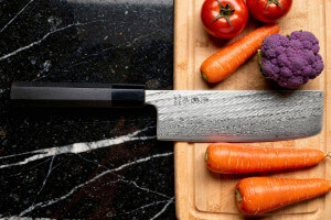 Couteau nakiri 16,5cm japonais artisanal Wusaki Kuronawa G3 damas