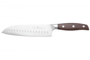 Couteau santoku 17cm Guillaume Leonard Cuistot en acier inoxydable et bois de santal rouge