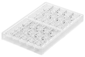 Moule en silicone et tritan professionnel Silikomart 10 barrettes de chocolat avec insert