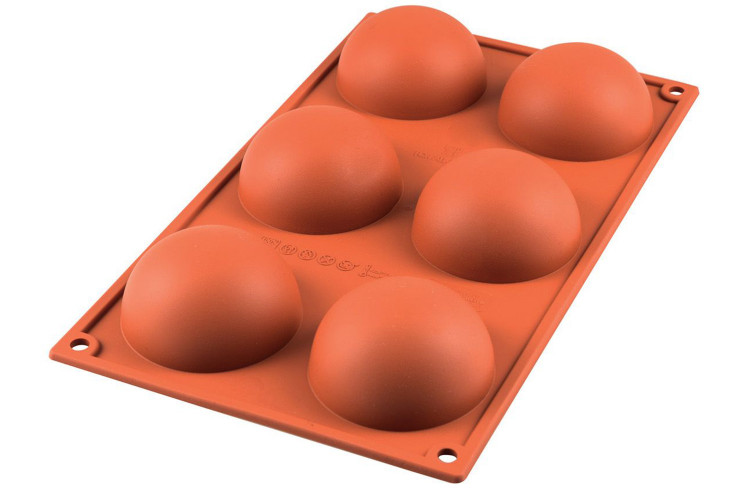 Moule en silicone professionnel Silikomart Silicon Flex 300x175 6 demi-sph&egrave;res 80ml