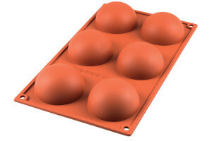 Moule en silicone professionnel Silikomart Silicon Flex 300x175mm 6 demi-sphères 80ml