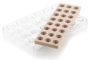 Moule en tritan et insert en silicone Silikomart Chocado 24 demi-sphères