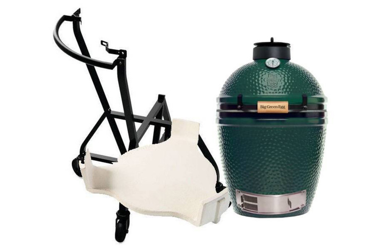 Pack Big Green Egg Medium barbecue + convEGGtor + chariot &agrave; roulettes