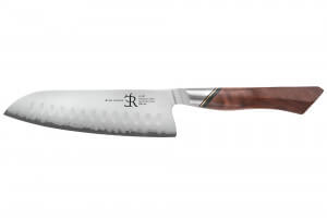 Couteau santoku 18cm Ryda Knives A-30 San Maï et manche en noyer