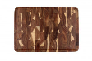 Planche à découper Wusaki bois d'acacia damier pieds antidérapants 35 x 25 x 2,5cm
