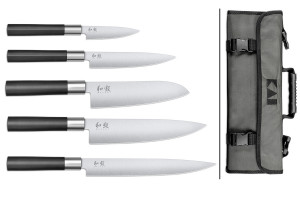 Mallette 5 couteaux japonais KAI Wasabi Black EURO