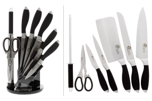 Bloc de 5 couteaux + 1 fusil + 1 ciseaux Pradel Excellence noir acier inox