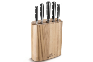 Bloc 5 couteaux SABATIER Idéal Inox 100% forgé frêne naturel
