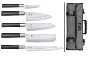 Malette 5 couteaux japonais KAI Wasabi Black JAPON