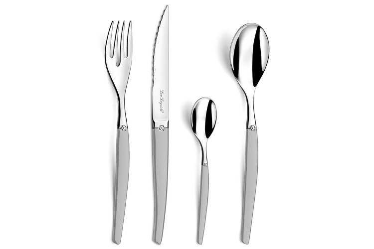 Coffret de 24 couverts de table Lou Laguiole Jet Sabl&eacute; gris inox 18/0
