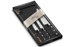 Coffret 3 couteaux français SABATIER Idéal Inox 100% forgé Chef+Universel+Office