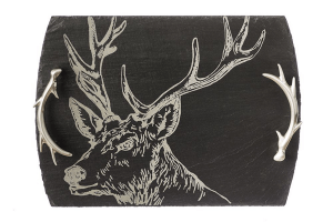Planche de service en ardoise Selbrae House avec poignées 35x25cm - Motif cerf