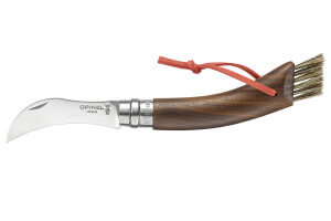 Couteau à champignon Opinel N°08 noyer noir + brosse intégrée + plumier