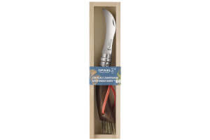 Couteau à champignon Opinel N°08 noyer noir + brosse intégrée + plumier