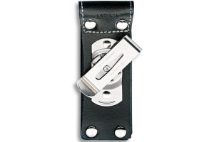 Etui cuir noir + clip pivotant Victorinox pour couteaux suisses 11,1cm - 4 à 10 pièces